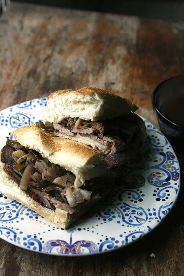Slow Cooker Tri-Tip French Dip Sandwiches are perfect for the weekend.