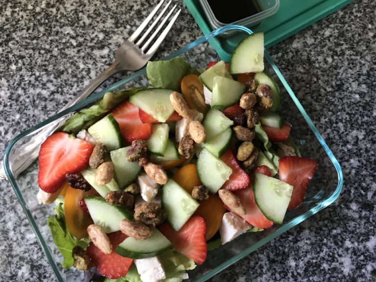 Chicken Strawberry Salad with Pomegranate Pistachios