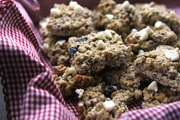 Easy Blueberry Muffin Granola Bars with White Chocolate