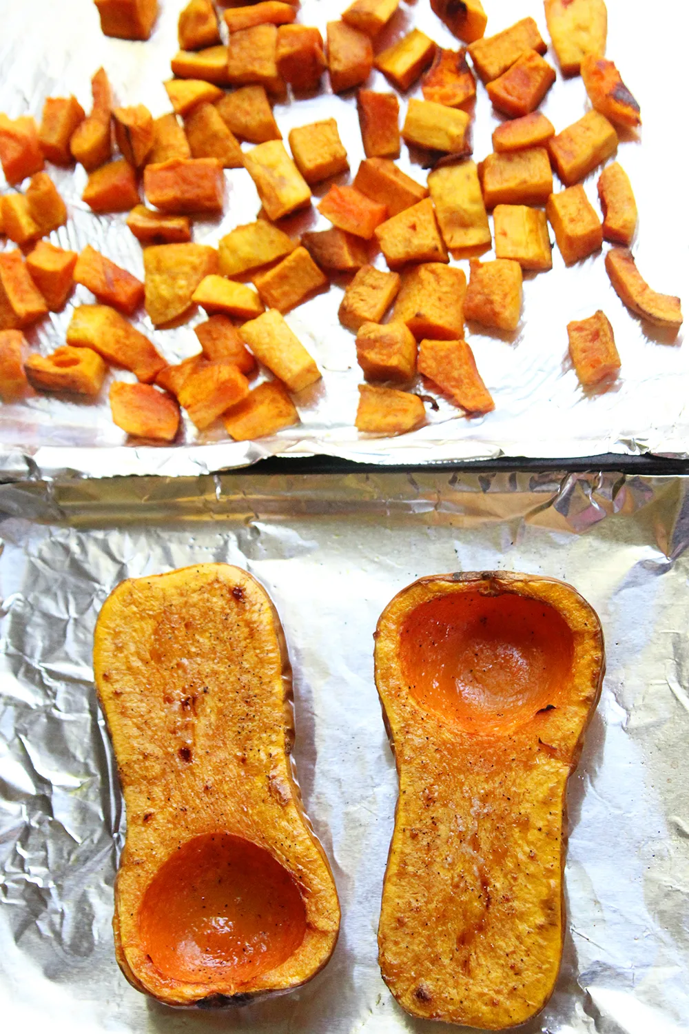 How to Roast Butternut Squash halves and cubes