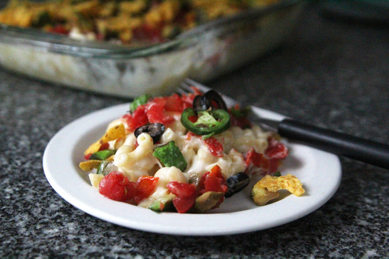 Nacho-Style Baked Macaroni and Cheese Casserole