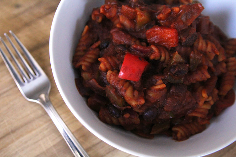 Black Bean Veggie Enchilada Rotini One-Pot Pasta
