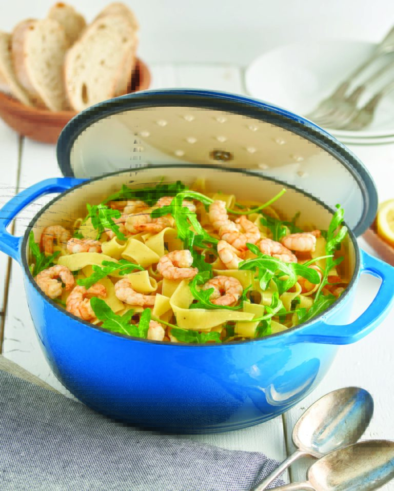 Lemon Garlic Shrimp One-Pot Pasta with Arugula