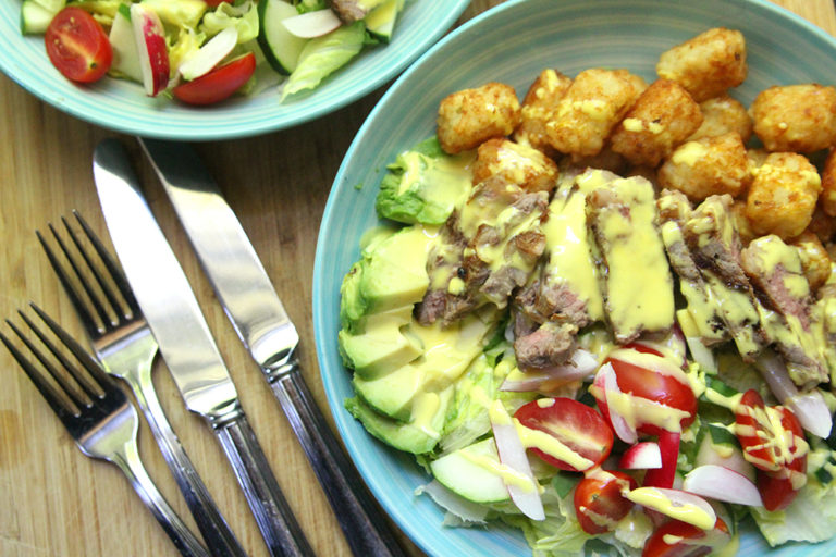 Steak and Potato Salad Recipe with Blender Hollandaise Sauce