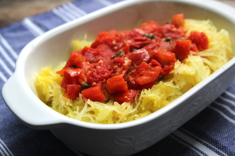 Tomato Garlic Spaghetti Squash