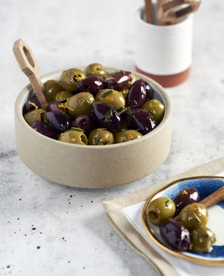 Citrus Garlic Marinated Olives