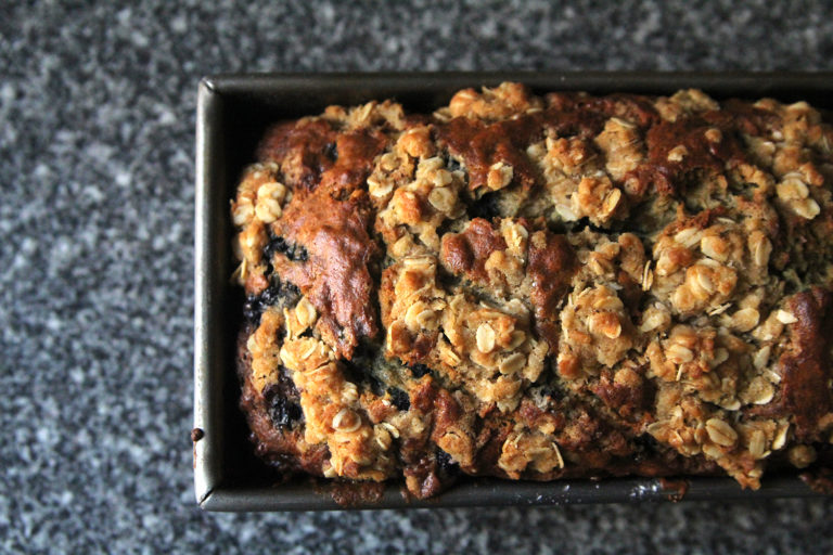 Banana Blueberry Streusel Bread