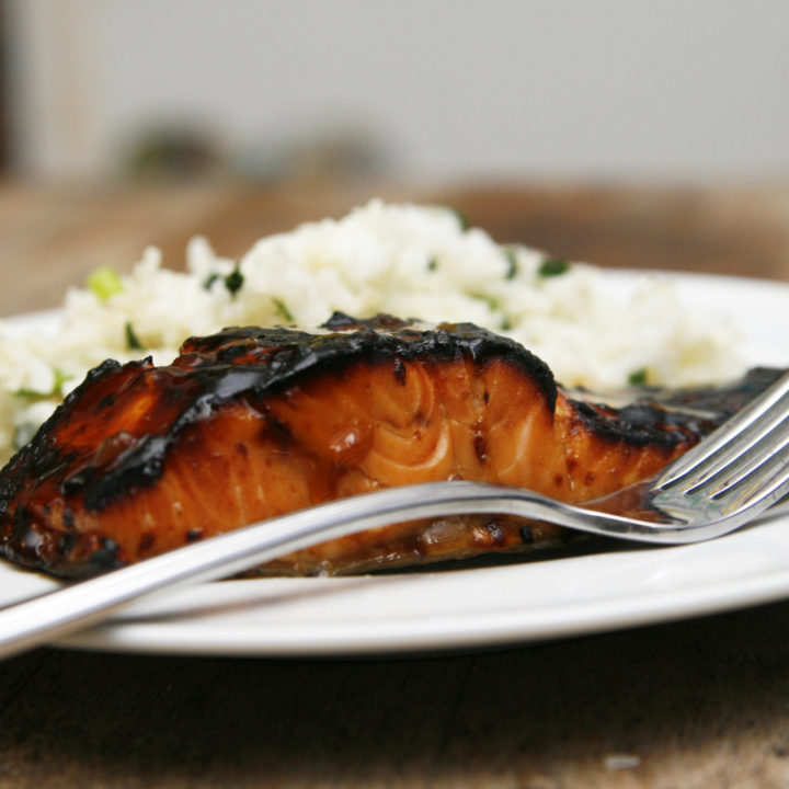 Broiled Teriyaki Salmon with Spring Onion Rice