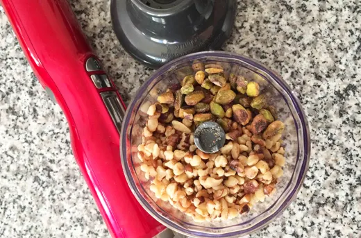 Nuts in a food processor
