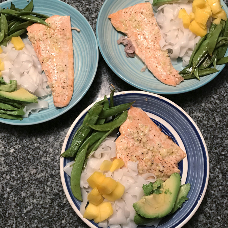 Sheet Pan Garlic Salmon with Roasted Snap Peas Recipe