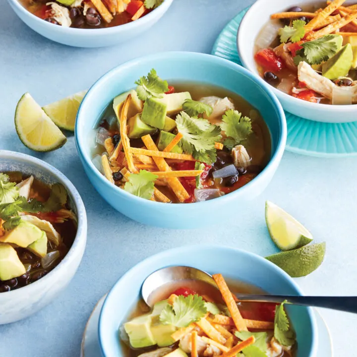 Slow Cooker Chicken Tortilla Soup with Lime and Avocado