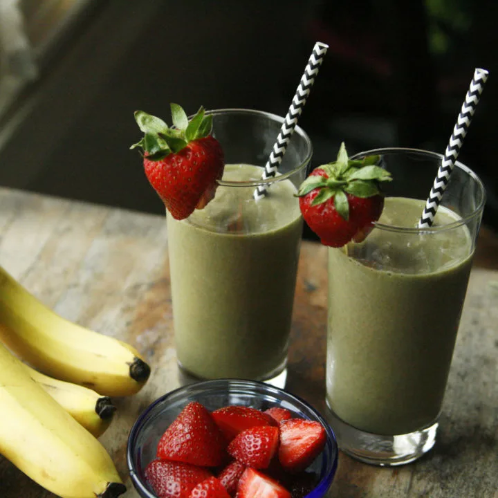Strawberry-Banana Green Smoothies
