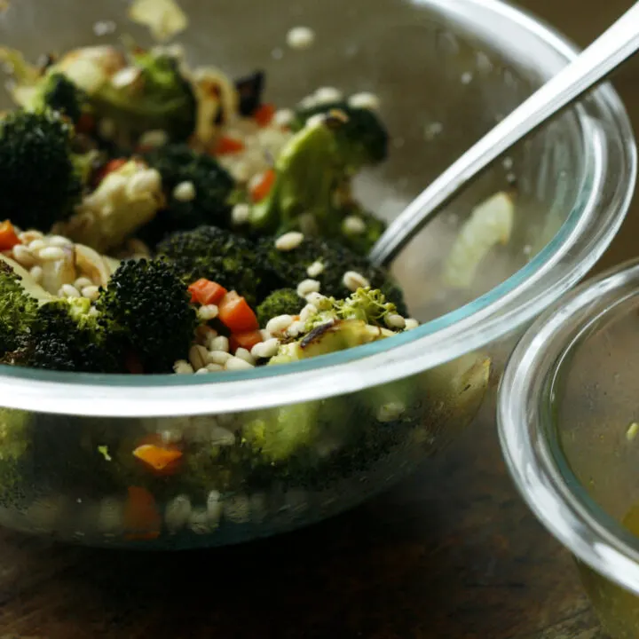Roasted Broccoli Grain Bowl with Shallot Vinaigrette