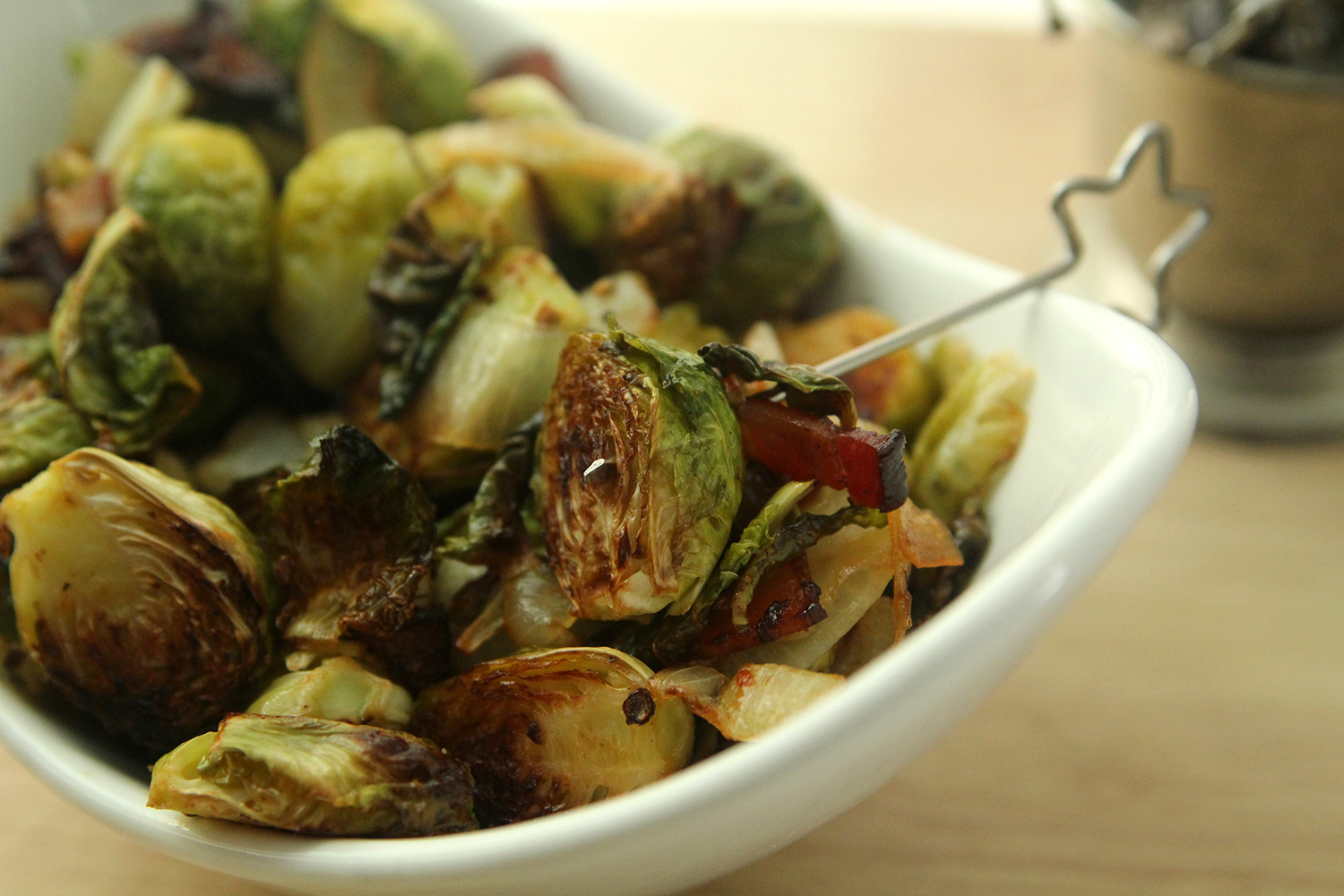 Hot Honey Roasted Brussels Sprouts and Bacon