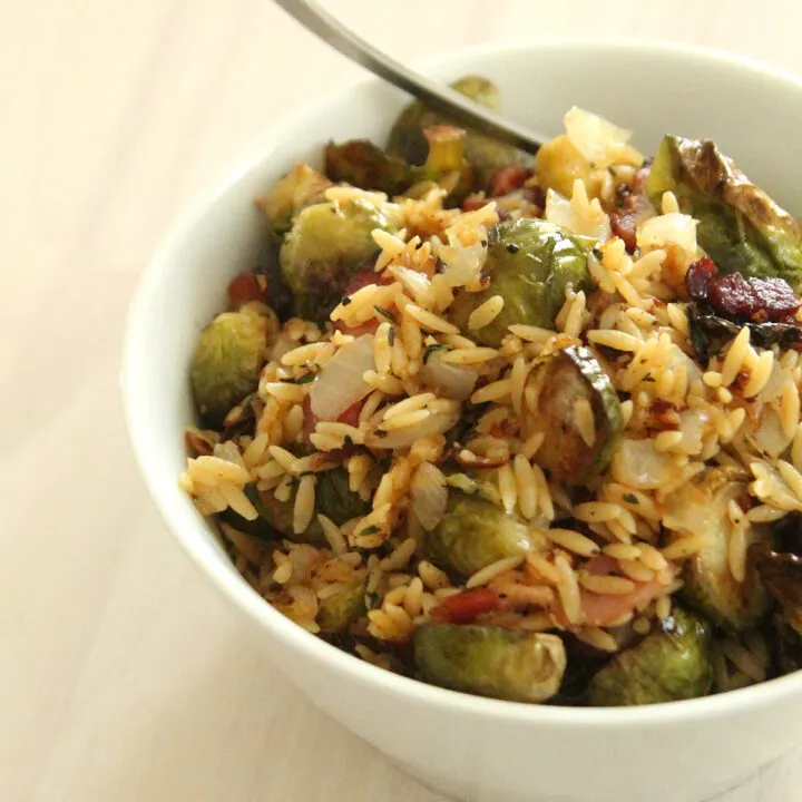 Roasted Bacon Brussels Sprouts with Orzo Recipe