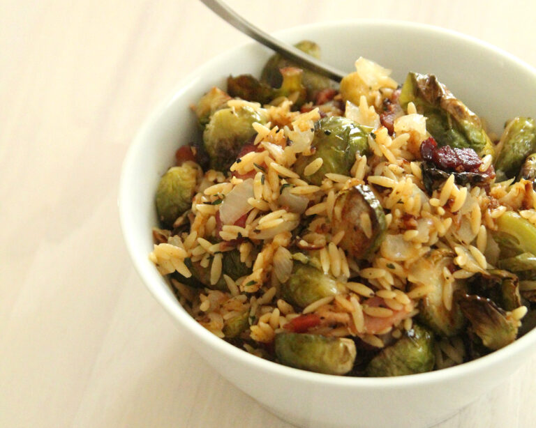 Roasted Bacon Brussels Sprouts with Orzo Recipe