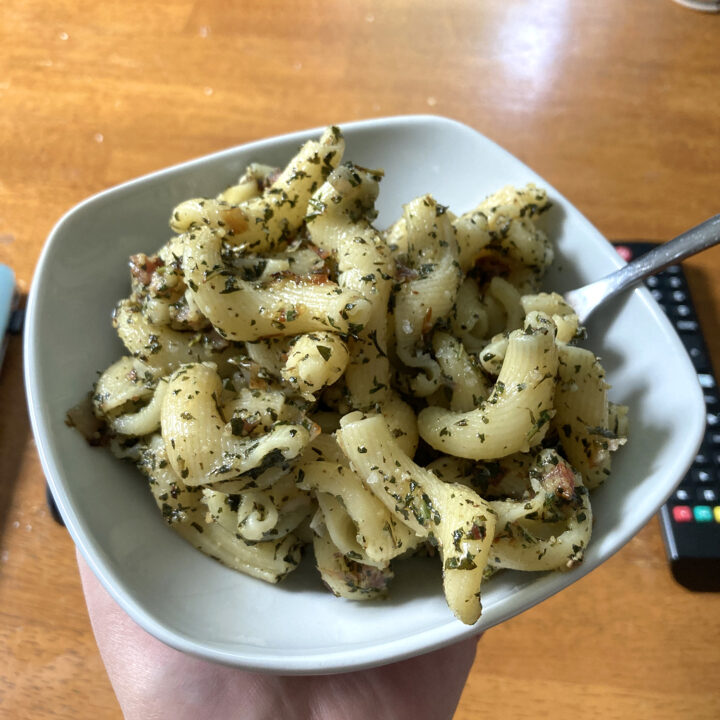 Mint Pesto Pasta with Pancetta