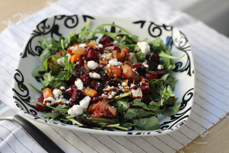 Roasted Beet and Carrot Salad with Goat Cheese