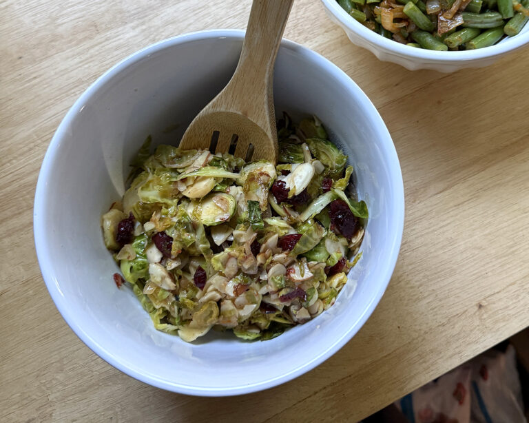 Tangy Sauteed Brussels Sprouts with Almonds and Cranberries