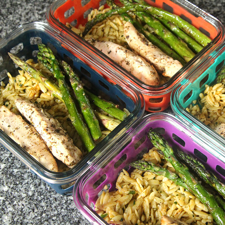 Meal Prep Souvlaki Chicken with Orzo and Asparagus