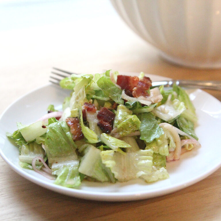 Wilted Lettuce Salad with Bacon Vinaigrette